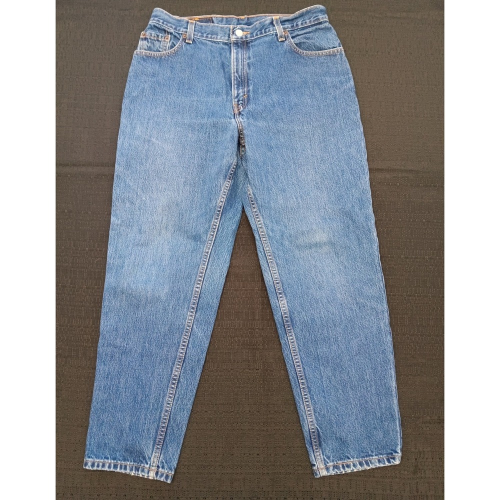 Levis 550 Relaxed Fit Tapered Leg Jeans Womens 14 Petite M Blue Orange Tab 90s